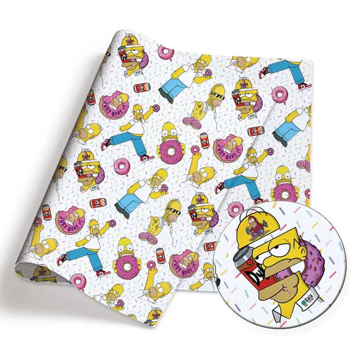 Yellow Cartoon Family Donuts Polycotton Fabric - Half Yard (18” x 55”) 90265