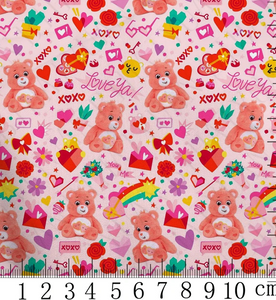 Love a Lot Bear Valentines polyCotton Fabric Half Yard (18” x 55”)