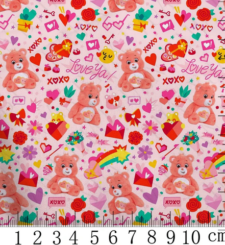 Love a Lot Bear Valentines polyCotton Fabric Half Yard (18” x 55”)