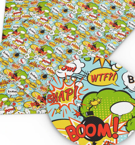 Superhero action words polyCotton Fabric Half Yard (18” x 55”)