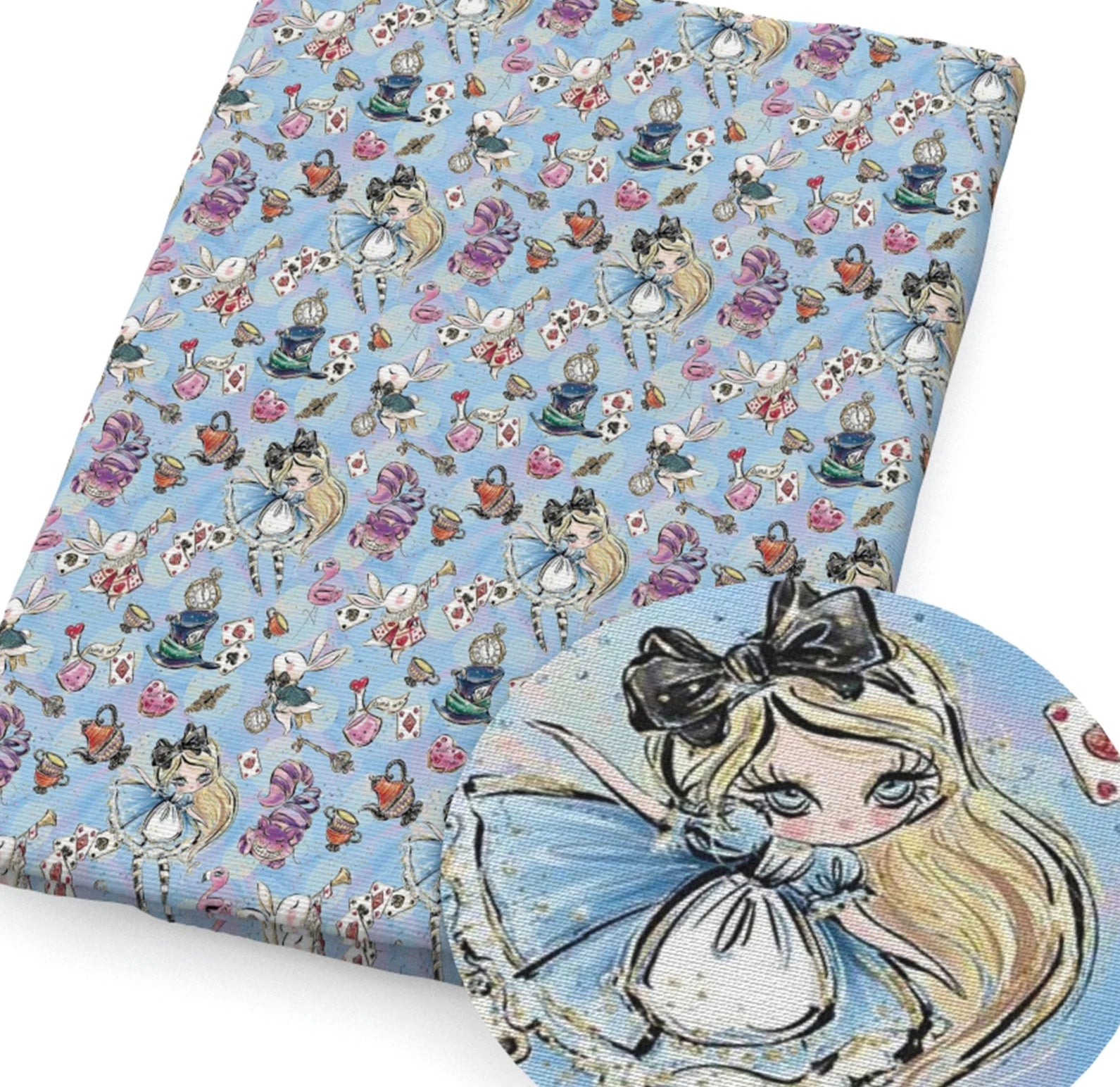 Alice in Wonderland polyCotton Fabric Half Yard (18” x 55”)