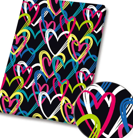 Neon Hearts polyCotton Fabric Half Yard (18” x 55”)