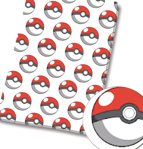 Pokeball polyCotton Fabric Half Yard (18” x 55”)