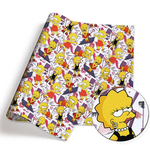 Yellow Cartoon Family Donuts Polycotton Fabric - Half Yard (18” x 55”) 90271