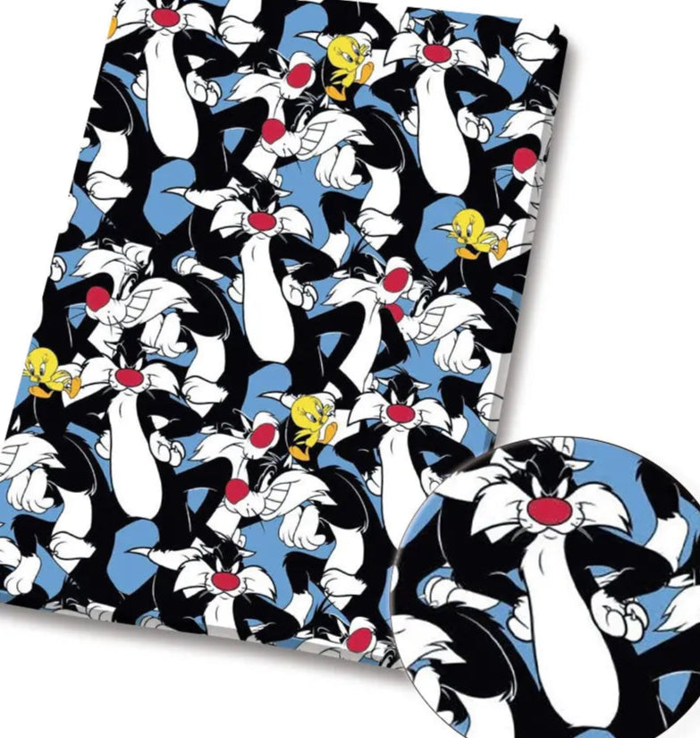 Sylvester snd Tweety PolyCotton Fabric Half Yard (18” x 55”)