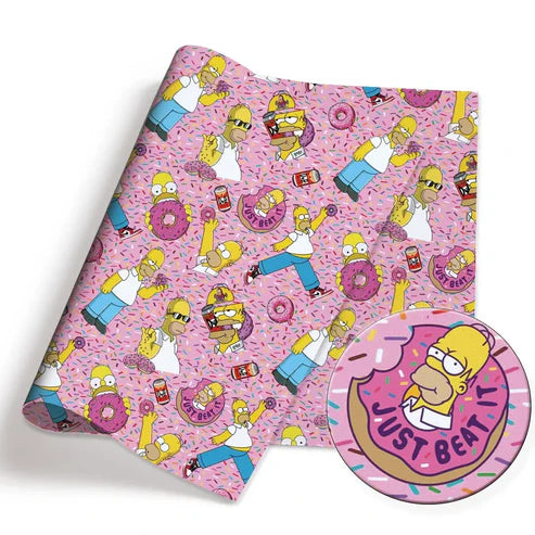Yellow Cartoon Family Donuts Polycotton Fabric - Half Yard (18” x 55”) 90266