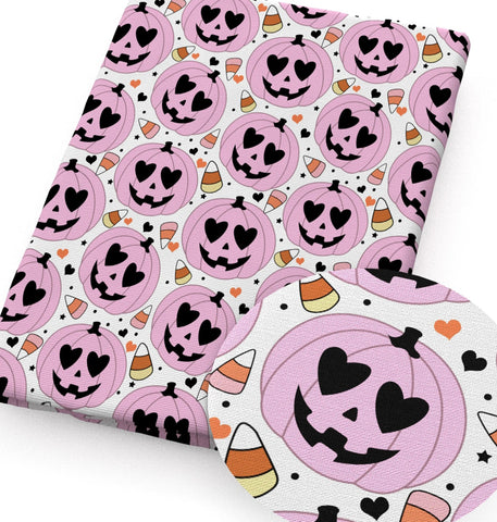 Pink Pumpkins polyCotton Fabric Half Yard (18” x 55”)