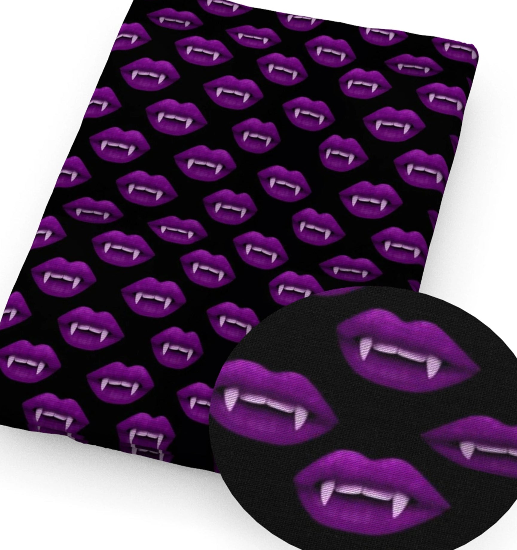 Purple fangs vampire polyCotton Fabric Half Yard (18” x 55”)