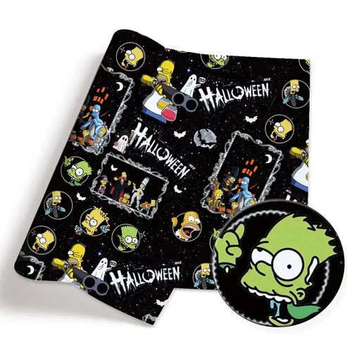 Yellow Cartoon Family Halloween Polycotton Fabric - Half Yard (18” x 55”) 90752