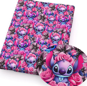 Stitch Flowers PolyCotton Fabric Half Yard (18” x 55”)