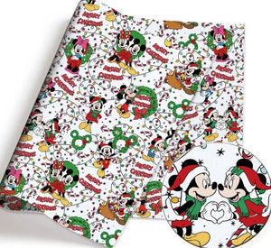 Mickey and Minnie Christmas Cotton Fabric Half Yard (18” x 55”)