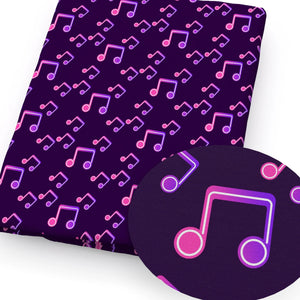 Neon Musical notes polyCotton Fabric Half Yard (18” x 55”)