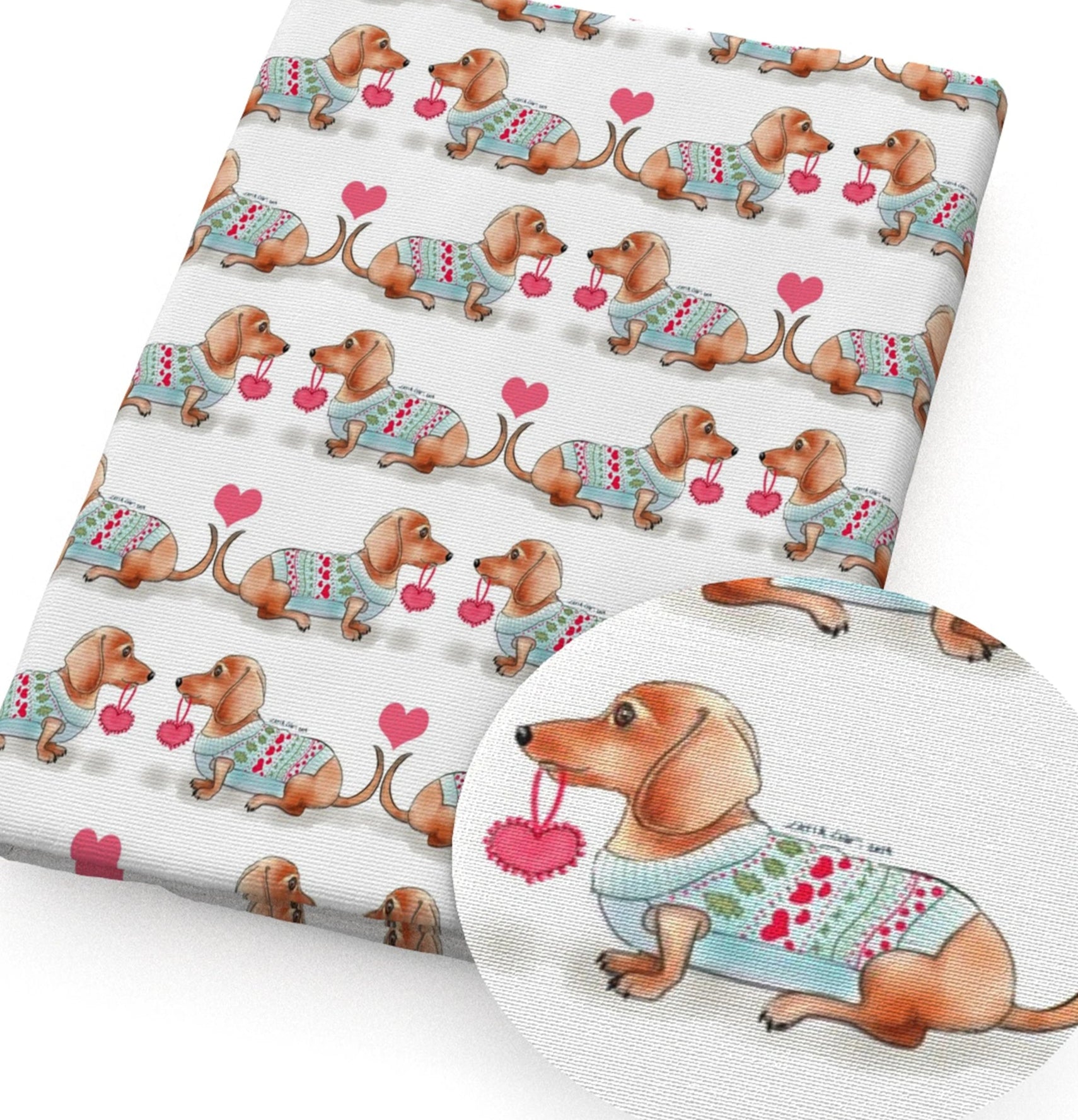 Sausage Dogs Jumpers PolyCotton Fabric Half Yard (18” x 55”)