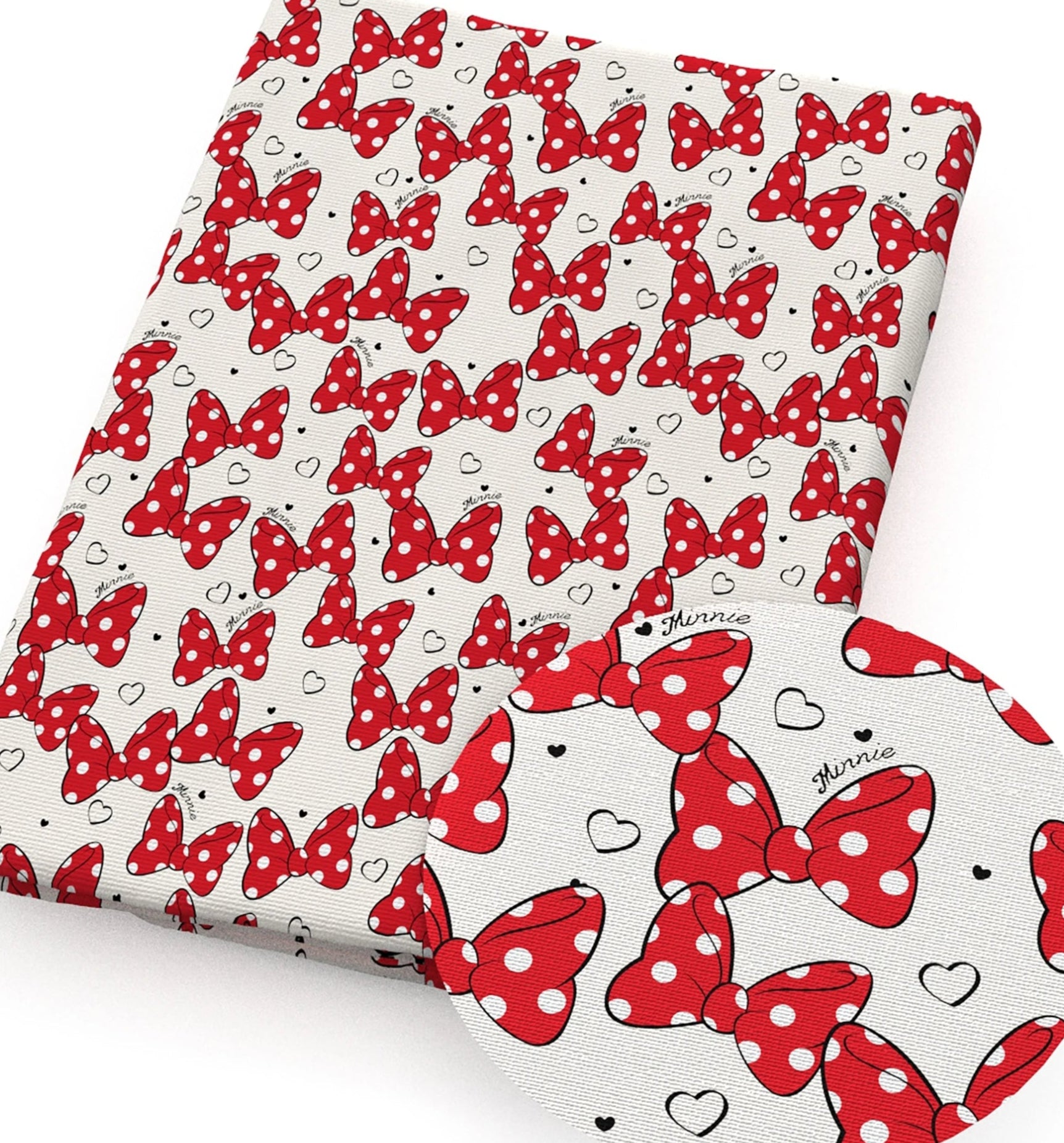 Minnie Mouse Bow PolyCotton Fabric Half Yard (18” x 55”)