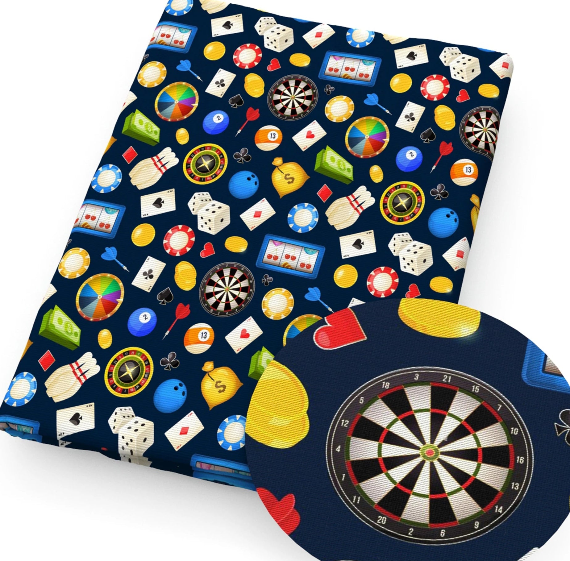 Pub games polyCotton Fabric Half Yard (18” x 55”)