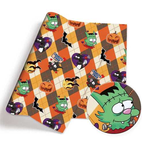 Yellow Cartoon Family Halloween Polycotton Fabric - Half Yard (18” x 55”) 90748