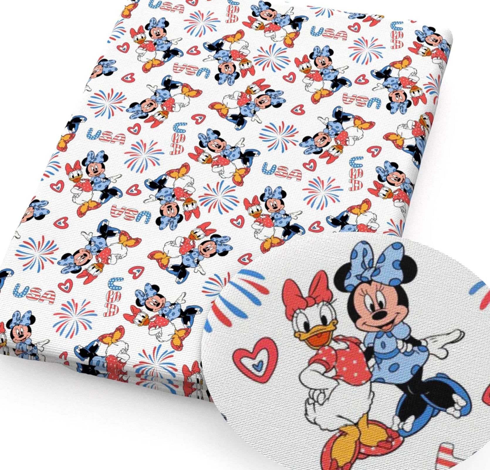 Minnie and Daisy USA polyCotton Fabric Half Yard (18” x 55”)