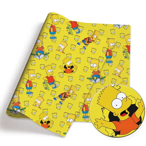 Yellow Cartoon Family Polycotton Fabric - Half Yard (18” x 55”) 90250