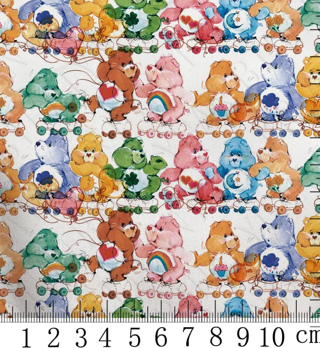 Retro Care Bears Rollerskates polyCotton Fabric Half Yard (18” x 55”)