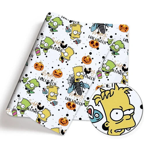 Yellow Cartoon Family Halloween Polycotton Fabric - Half Yard (18” x 55”) 90747