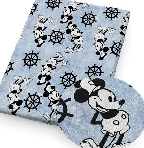 Steamboat Willie Cotton Fabric Half Yard (18” x 55”)