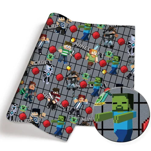 Pixel Blocks game Polycotton Fabric - Half Yard (18” x 55”) 97239