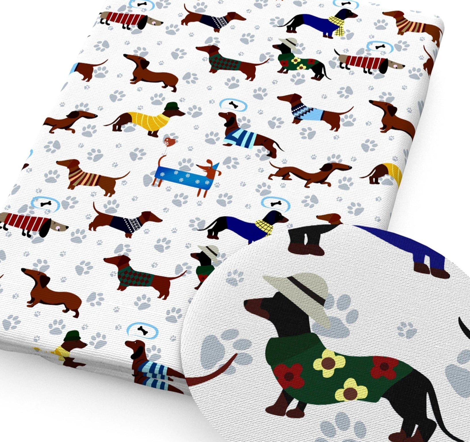 Sausage Dogs Jumpers PolyCotton Fabric Half Yard (18” x 55”)