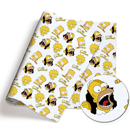 Yellow Cartoon Family Donuts Polycotton Fabric - Half Yard (18” x 55”) 90269