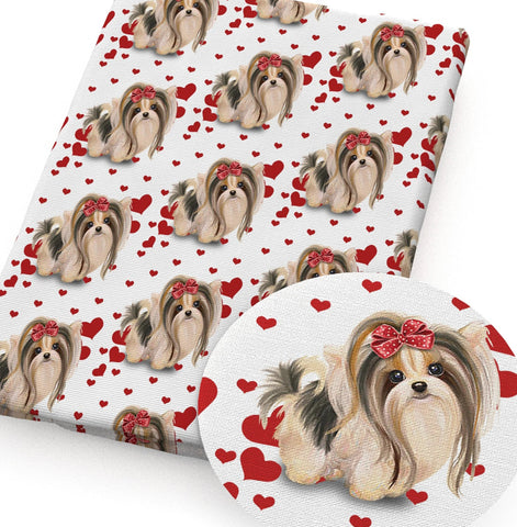 Yorkie Yorkshire Terriers PolyCotton Fabric Half Yard (18” x 55”)