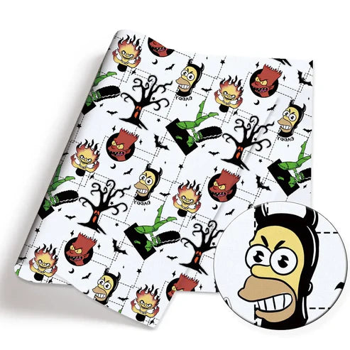 Yellow Cartoon Family Halloween Polycotton Fabric - Half Yard (18” x 55”) 90750