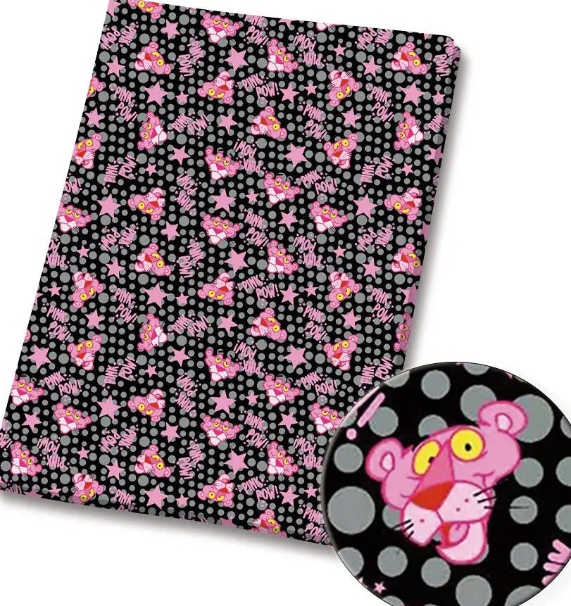Retro Cartoon Panther polyCotton Fabric Half Yard (18” x 55”) 5451