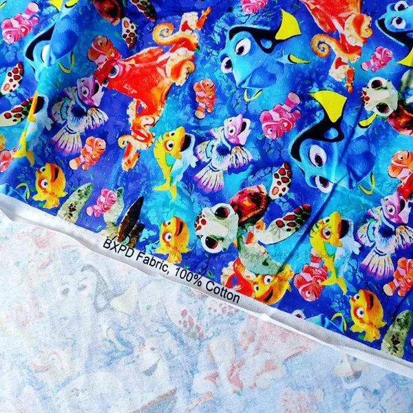 Nemo and Dory Cotton Fabric Half Yard (18” x 40”)