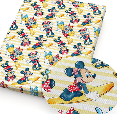 Summer Minnie and Flounder Cotton Fabric Half Yard (18” x 55”)