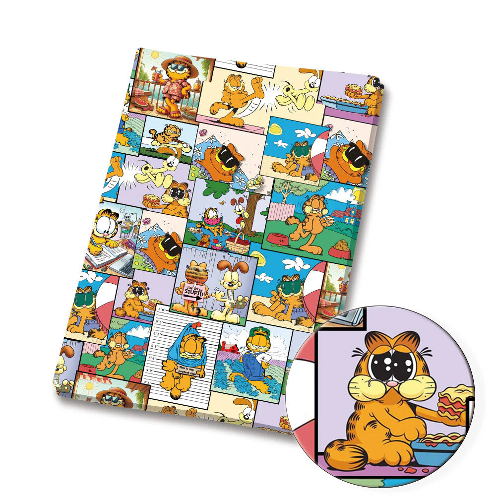Retro Orange Cartoon Cat Polycotton Fabric Half Yard (18” x 55”) 90458