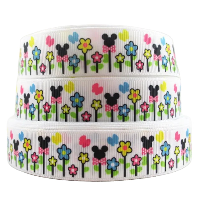 Classic Cartoon Mouse Flowers Grosgrain Ribbon 1050266