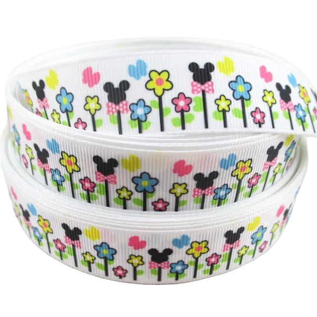 Classic Cartoon Mouse Flowers Grosgrain Ribbon 1050266