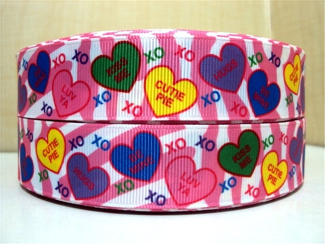 Love Hearts Candy Sweets Grosgrain Ribbon 1000565