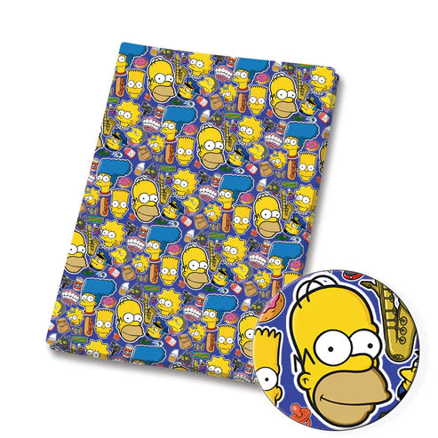 Yellow Cartoon Family Polycotton Fabric - Half Yard (18” x 55”) 1439