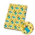Yellow Cartoon Family Polycotton Fabric - Half Yard (18” x 55”) 39168
