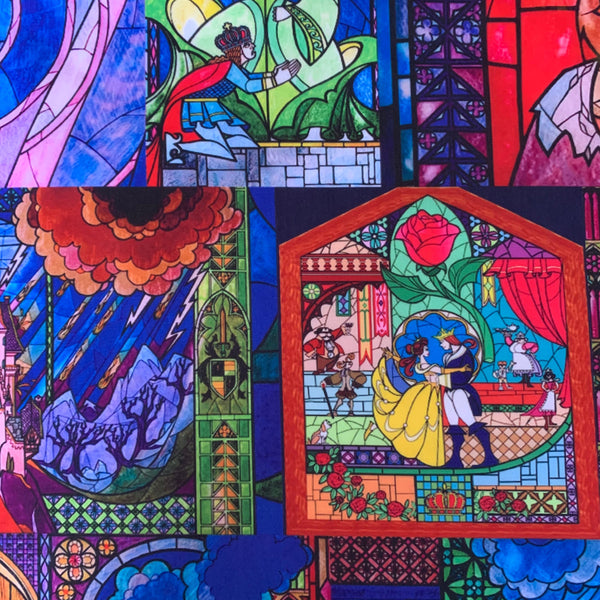 Offcut Beauty and the Beast Stained Glass Polycotton Fabric