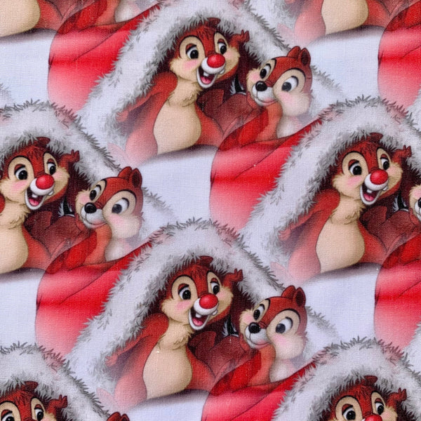 Offcut Santa Chip n Dale Polycotton Fabric