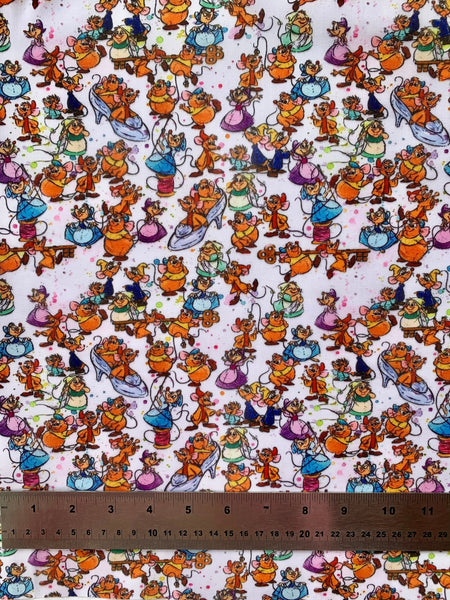 Offcut Cinderella Mice Polycotton Fabric