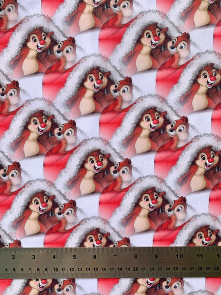 Offcut Santa Chip n Dale Polycotton Fabric