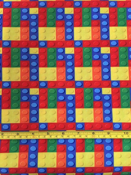 Offcut Lego blocks Polycotton Fabric