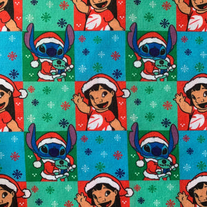 Offcut Christmas Lilo and Stitch Polycotton Fabric