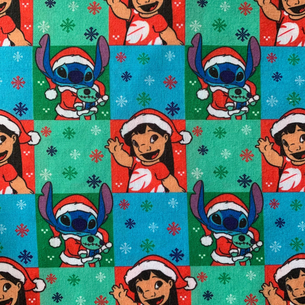 Offcut Christmas Lilo and Stitch Polycotton Fabric