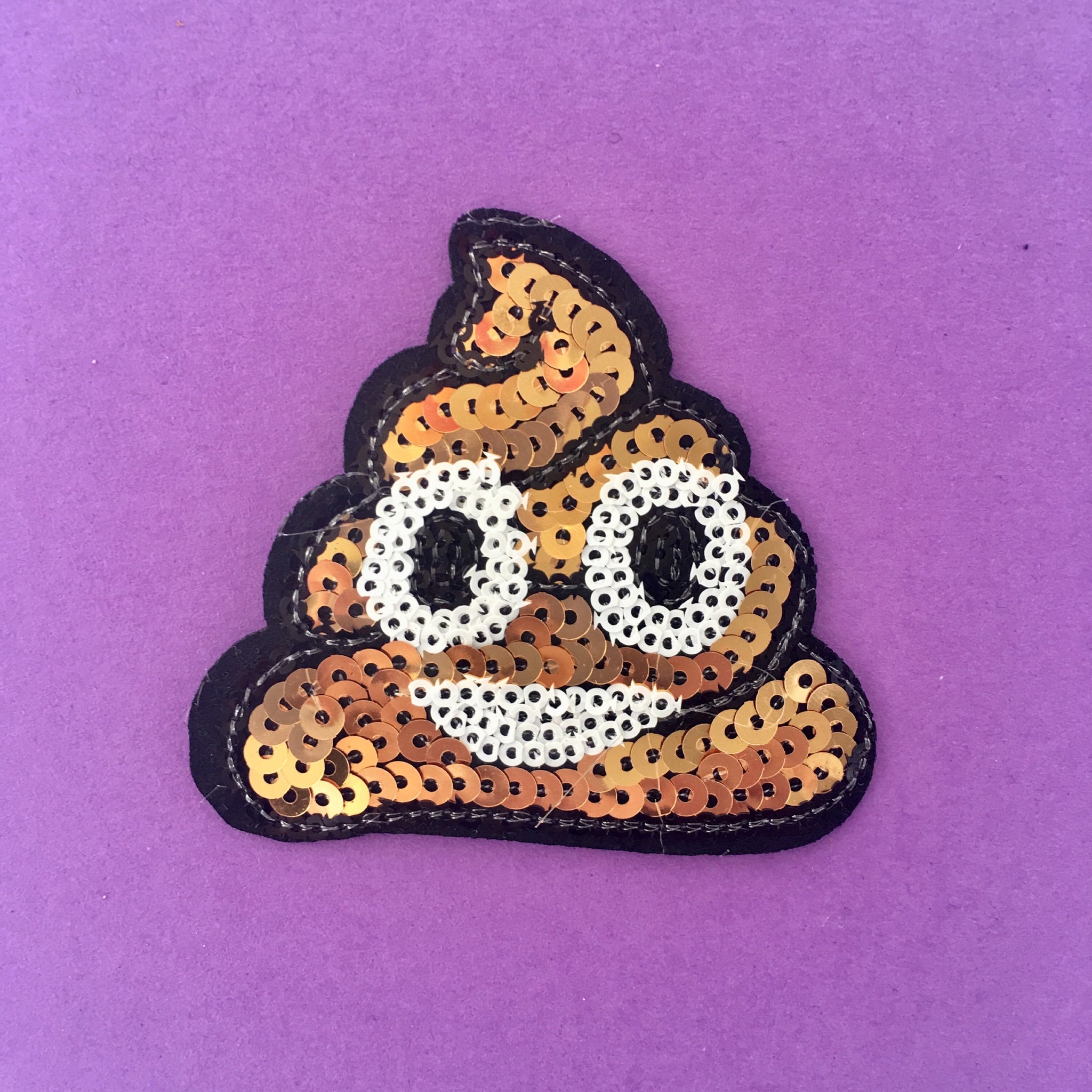 Emoji Poo Sequin Embroidered Patch