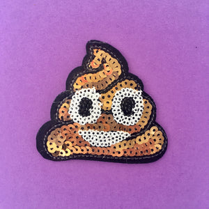 Emoji Poo Sequin Embroidered Patch