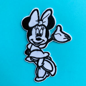 Black and White Minnie Embroidered Patch