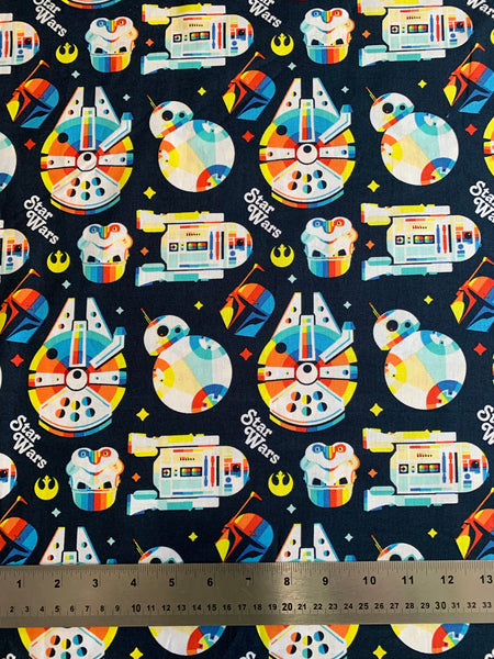 Star Wars Retro Rainbow Fabric